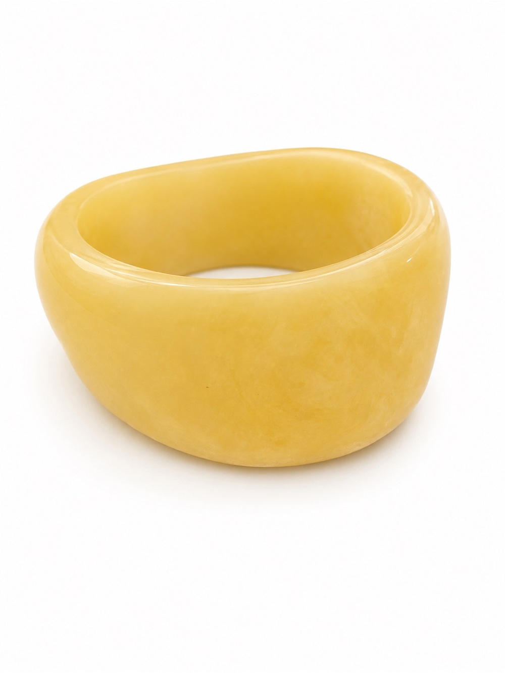 Vintage Butter Yellow Lucite Acrylic Wide‎ Asymmetrical Bangle Bracelet